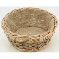 Corbeille à pain en osier ronde doublée jute