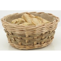 Corbeille à pain en osier ronde doublée jute