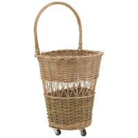 Chariot de courses en osier 3 roulettes