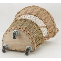 Chariot de courses en osier 3 roulettes