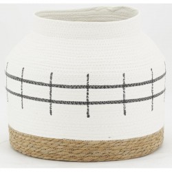Lot de 4 cache-pots en jonc naturel et teinté blanc
