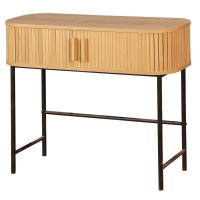 Console en médium avec poignées 2 portes, pieds en métal