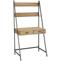 Houten en metalen bureau 2 planken + 2 laden