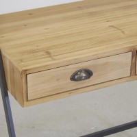 Legno industriale e metallo | Tavolo da lavoro con 2 ripiani e 2 cassetti di storage integrati