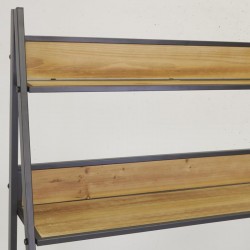 Industrial wood and metal desk | Work table with 2 shelves and 2 integrated storage drawers
