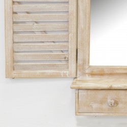 Specchio da finestra in legno con 2 cassetti