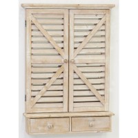 Wooden window mirror with 1 shelf + 2 drawers