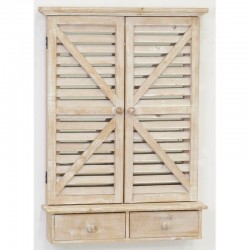 Miroir fenêtre en bois avec 1 étagère + 2 tiroirs