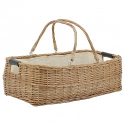 Buff brown wicker basket with 2 handles