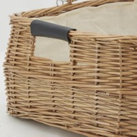 Buff brown wicker basket with 2 handles