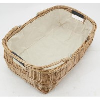 Panier en osier buff marron avec 2 anses