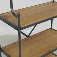 Estante industrial Pine Wood y Metal 5 niveles - Gabinete de almacenamiento fuerte y diseño para sala de estar, dormitorio y ofi