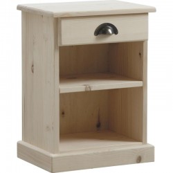 Raw spruce wood nightstand 1 drawer