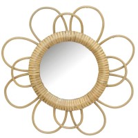 Specchio da parete in rattan fiore Ø 32,5 cm Chic Boho Mural Trendy