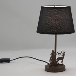 Lampada in metallo nero e lampada in cotone modello di cotone e montagna - design chalet illuminazione e natura