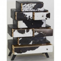 Kommode "Zickzack" Mango-Holz- und Kuhhaut 8 Schubladen | Chic ethnischer Design-Speicherschrank