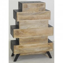 “Zigzag” chest of drawers in mango wood and cowhide 8 drawers