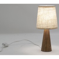 Lampada con base in legno e paralume in cotone beige