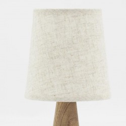 Lampe avec pied en bois et abat-jour en coton beige