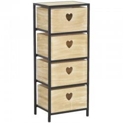 4 Drawer Chest In Natural Paulownia Wood Heart Handles