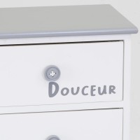 Commode chambre d'enfant 5 tiroirs en bois laqué, poignées en forme de bouton