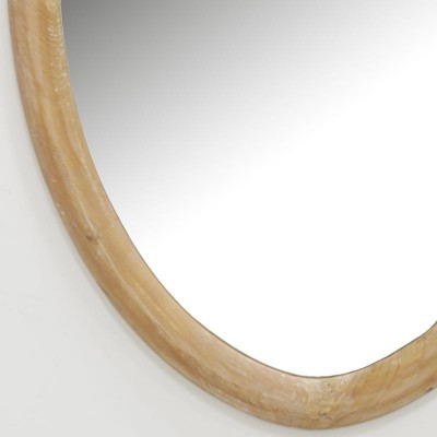 Large oval mirror in natural wood wall decoration Chic large mirror wall design