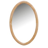 Stor oval spegel i naturträ