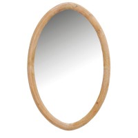 Grand miroir ovale en bois naturel