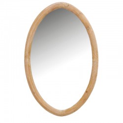 Grand miroir ovale en bois naturel
