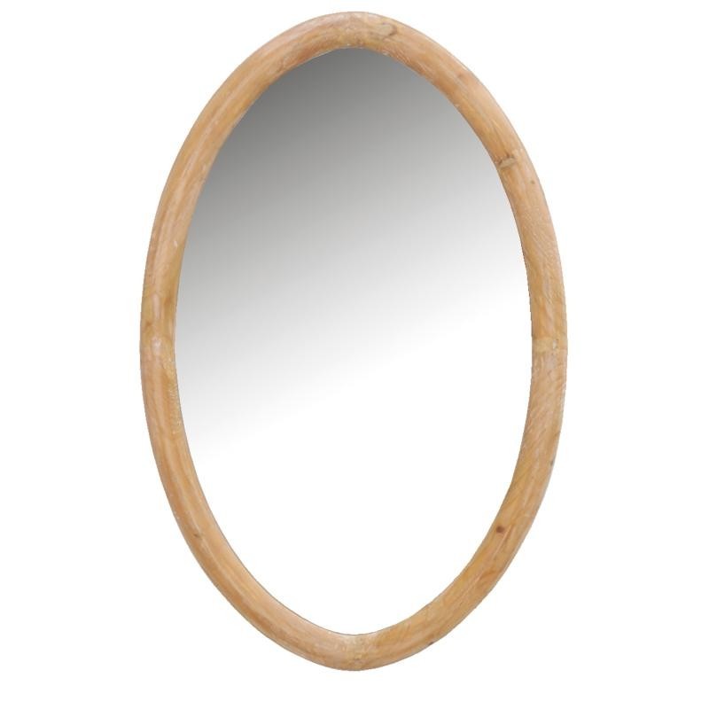 Large oval mirror in natural wood wall decoration Chic large mirror wall design