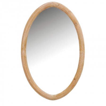 Grand miroir ovale en bois naturel