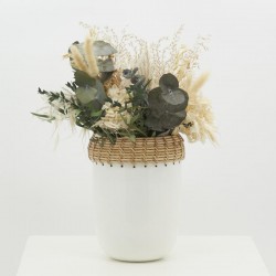 White and rattan dyed metal vase