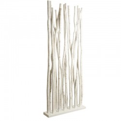Room divider screen made of white patinated wood branches