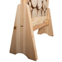 Paravent en rondins de bois sur socle - Séparateur de pièce