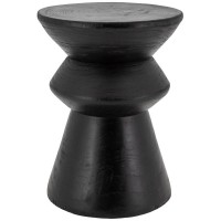 Tabouret "pion" en bois paulownia teinté noir
