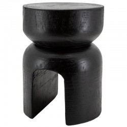 Banqueta “Molar” em madeira de paulownia tingida de preto