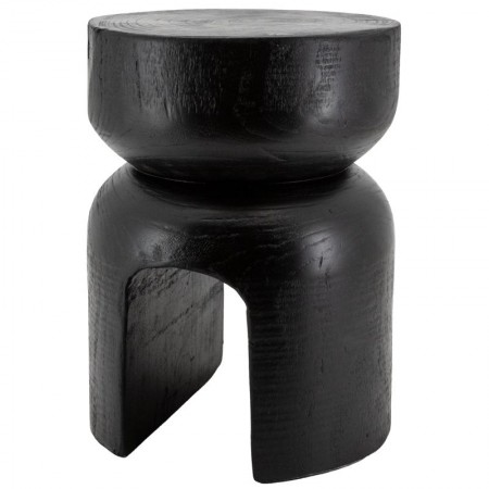 Hölzerner Holzhocker Paulownia schwarz getönt - Designsitz und skandinavisches Sofa-Ende
