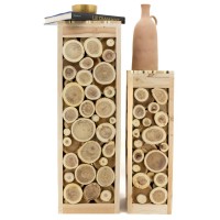 Sellettes carrées en rondins de bois sapin- Lot de 2