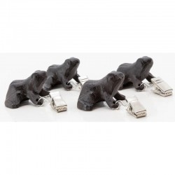 Set of 4 frog tablecloth weights, cast iron