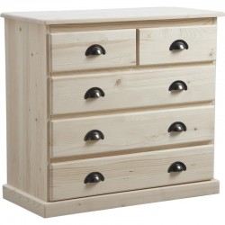 5-drawer chest of drawers in raw wood