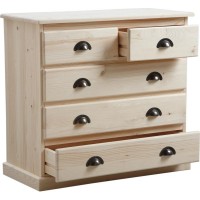 Commode 5 tiroirs en bois brut
