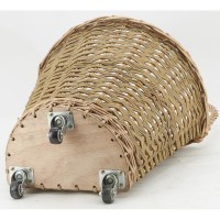 Chariot marché en osier brut avec 3 roulettes