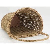 Chariot marché en osier brut avec 3 roulettes