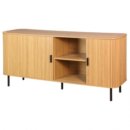 Gabinete de buffet medio de 2 puertas con asas de metal y pies metálicos, gabinete de almacenamiento comedor de cocina