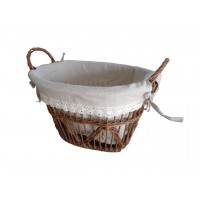 Set of 3 raw wicker laundry baskets with jute lining