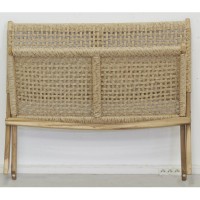 Banc Pliant en Bois de Teck et Rotin Synthétique : Banc de Jardin Pliable Tressé pour Terrasse & Balcon Design Naturel