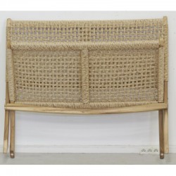 Banc pliant en bois de teck assise et dossier en rotin synthétique