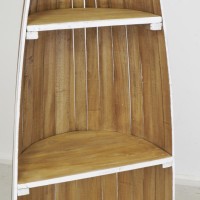 Serie de 3 estantes de madera de caoba en forma de un barco