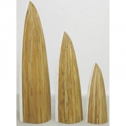 Série de 3 étagères en bois d'acajou teinté blanc en forme de barque