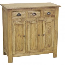 Sideboard cabinet in natural mahogany wood 3 doors and 3 drawers